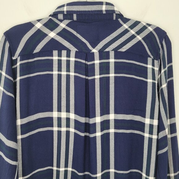 Rails Hunter Button Up Shirt Long Sleeve Plaid Navy Blue White Green Size M - Picture 5 of 15